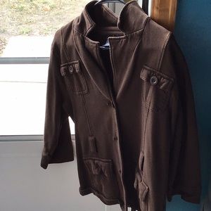 Austin Clothing Company size XL brown half sleeve jacket has belt hoops no belt